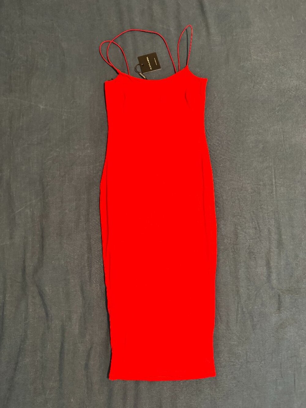 NWT JLUXLABEL Red Strappy Back Bodycon Midi Dress Made in USA Size S